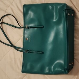 Coccinelle Codice Lavorazione No 8 Saffiano Leather Purse Teal Tote